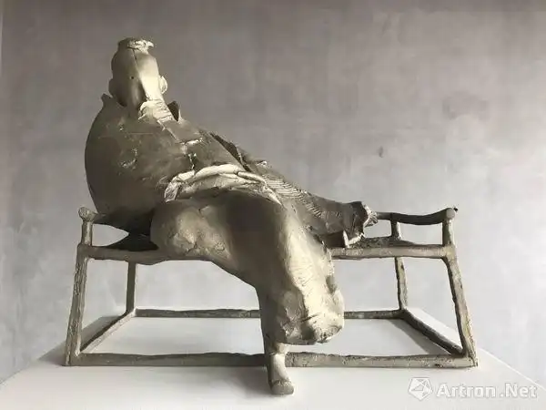 李象群元四家之王蒙 47x39x42cm 白铜 2015