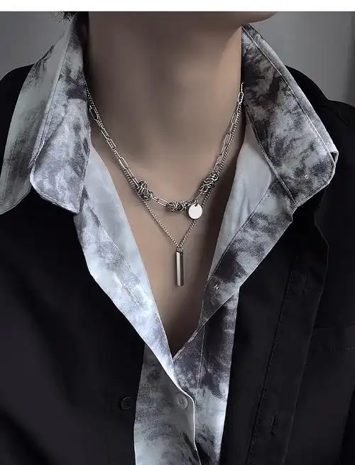 qiaoli项链男潮小众挂饰男士感吊坠饰品男生潮牌百搭链子配饰初见项链