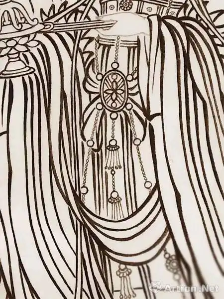 庞琦画《四帝朝元图》东壁 香山宝相玉女 衣纹