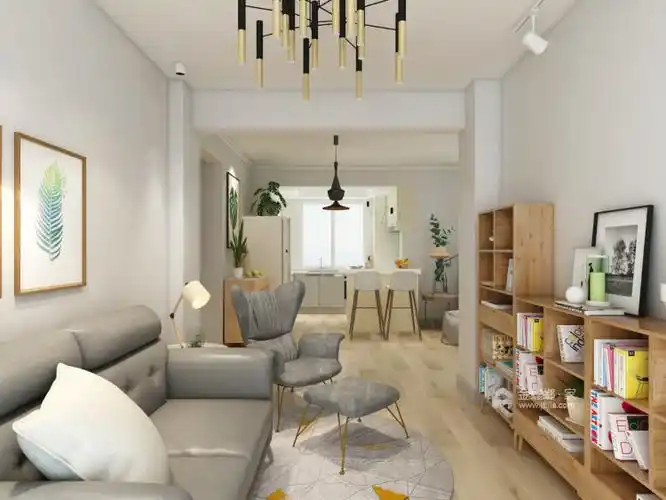 103㎡北欧ins风,收纳,配色,惊喜不断-客厅效果图及设计说明