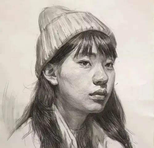 素描头像各角度女青年素描头像解析