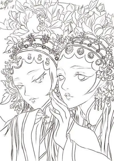 戏子头饰画法简笔