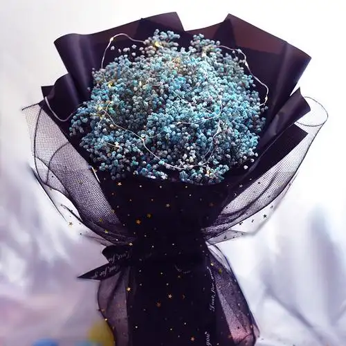 情人节花束永生满天星干花大束紫色大束送闺蜜女友花束生日礼物发光蓝
