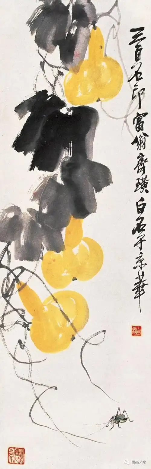 农家风味中的笔情墨趣:齐白石大师画南瓜