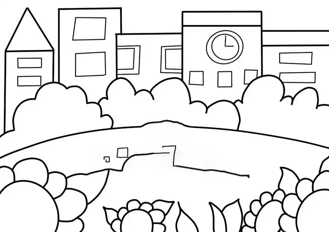 美丽的学校/学画场景/简笔画 美丽的学校,准备给幼儿园到一年级的孩子