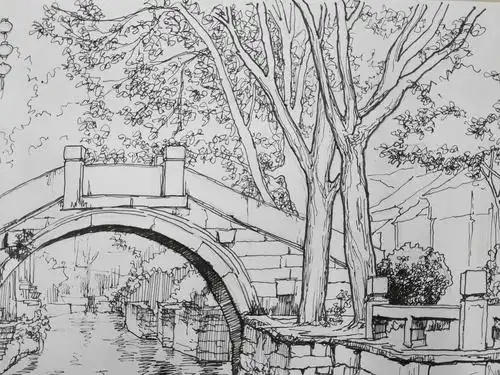 朱老师照片风景钢笔速写(六)