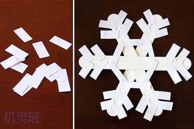 幼儿综合手工冰淇淋棒制作雪花步骤图解