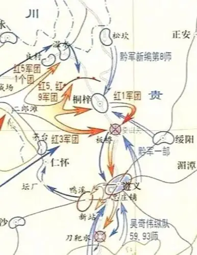 红军二渡赤水后进军路线图
