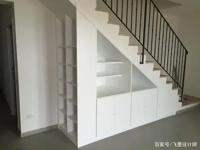 谁会嫌家里储物多?楼梯下空空如也,塞个双面柜进去!收纳翻几番