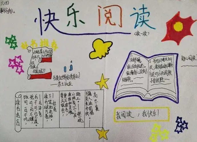 快乐读书六年级下册最后一单元语文手抄报 四年级下册手抄报读书小报