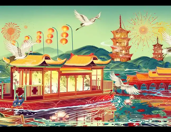 泉州贺年国潮风插画春节新年长卷