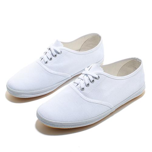 白色布鞋女百搭老北京80年代怀旧鞋老式白球鞋子白色鞋青岛小白鞋