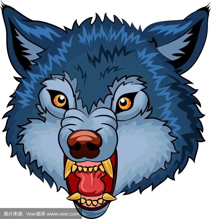 卡通愤怒的狼卡通人物
