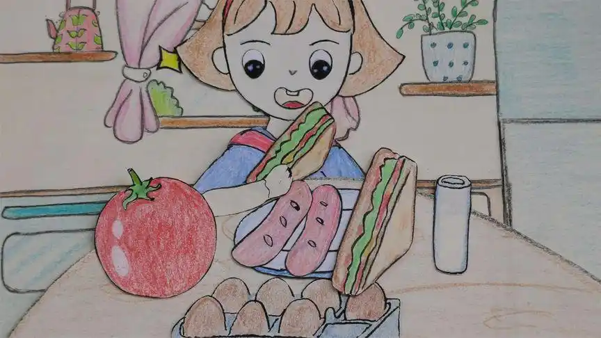 手绘动画春夏长高高每天要吃全营养早餐你喜欢这营养餐吗