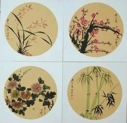 写意圆型花鸟100张