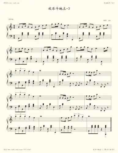 《欢乐斗地主-3,钢琴谱》游戏|弹吧|钢琴谱|吉他谱|钢琴曲|乐谱