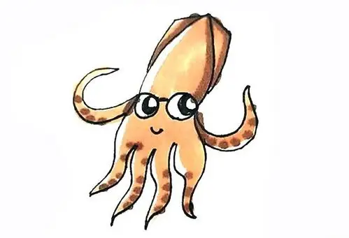 卡通鱿鱼简笔画