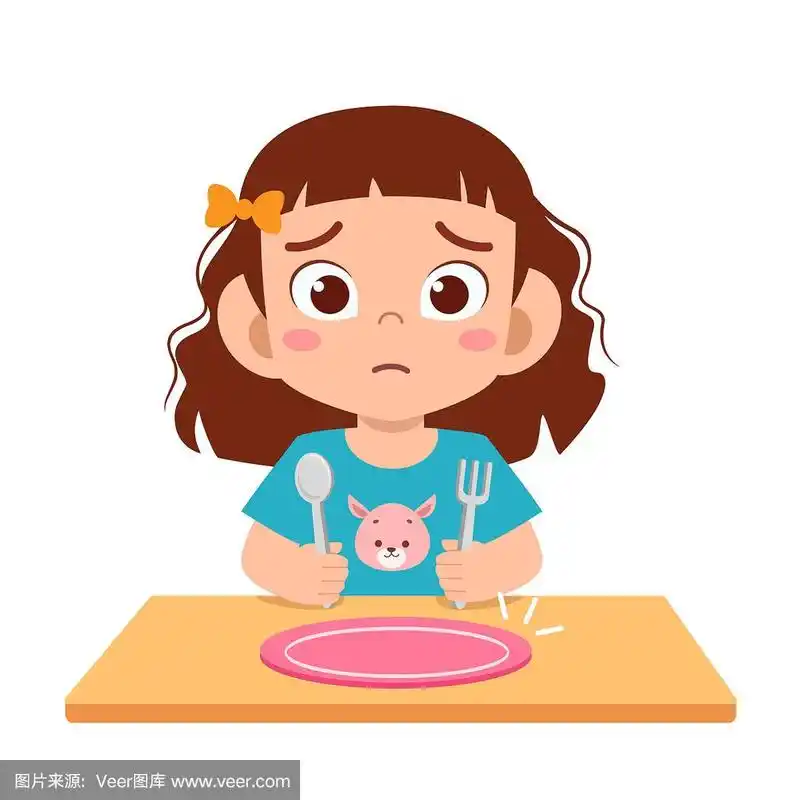 可爱的小女孩饿了想吃东西