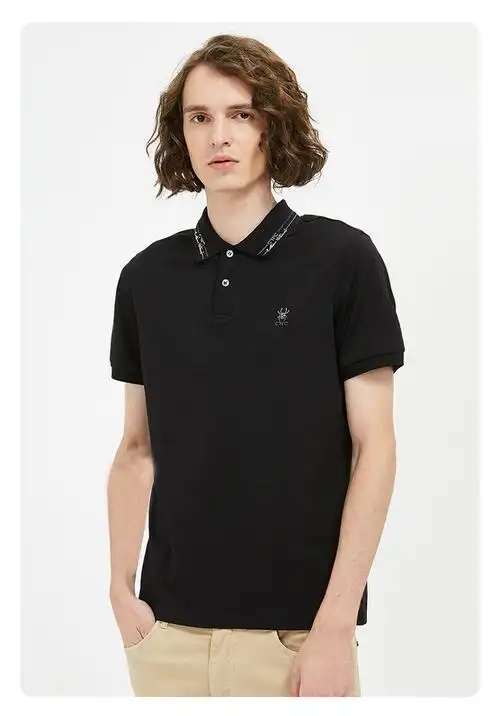 品牌服饰cnc男装夏季新款品牌经典字母蜘蛛烫钻图案短袖polo衫男商务
