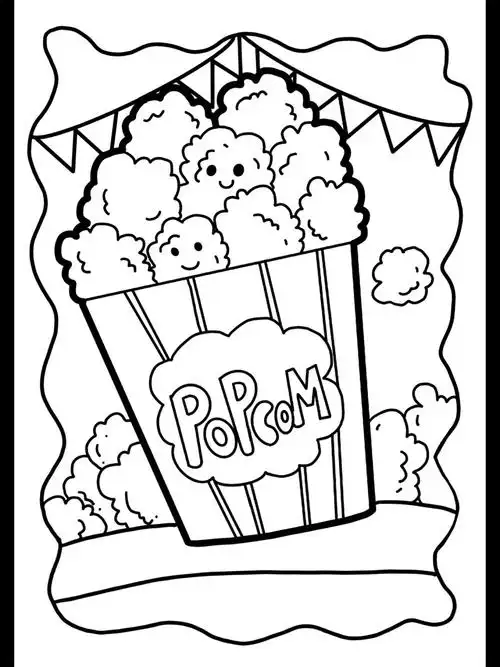 打卡4100儿童画爆米花高清附线稿