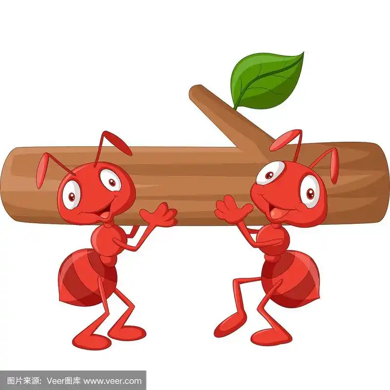 一群蚂蚁扛着木头