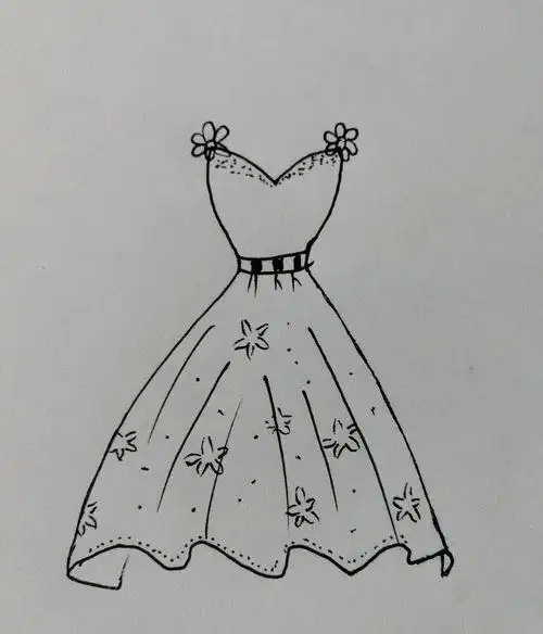 简笔画(19)——美丽的花裙子step07