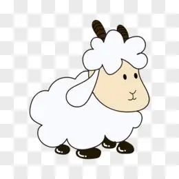 白色卡通小羊手绘元素插画