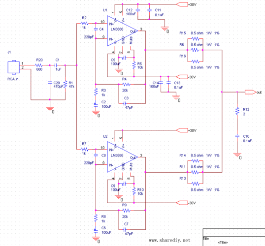 国外diy的2片lm3886并联功放制作