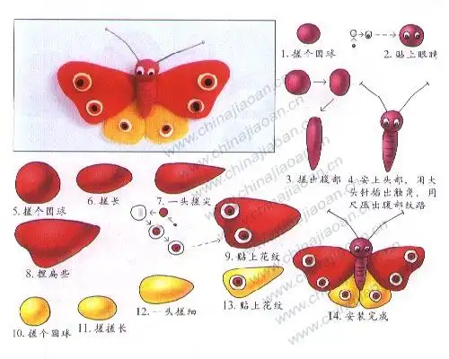 橡皮泥手工制作图片可爱的动物蝴蝶-蝴蝶