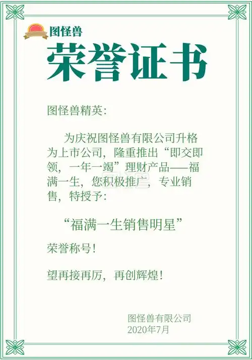 团队销售冠军荣誉证书