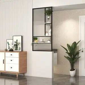 轻奢不锈钢长虹玻璃隔断卫生间洗漱台干区半墙屏风现代客厅铁玄关