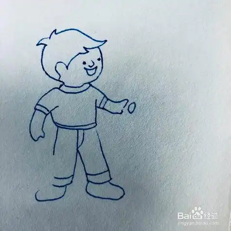 侧面站立小男孩简笔画