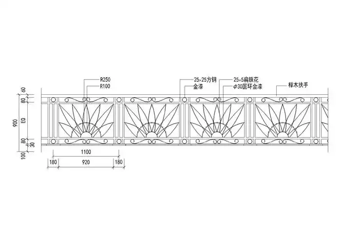 6种栏杆图块设计_cad