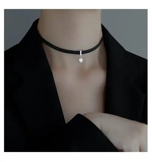 ck施华洛世奇锆皓石黑色chocker项圈女夏天性感锁骨链脖颈链短颈带