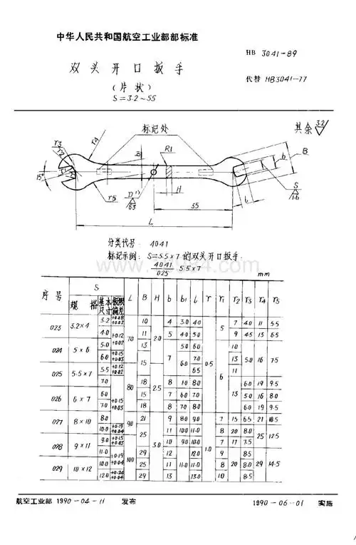 hb 3041-1989 双头开口扳手-航空工业标准.pdf