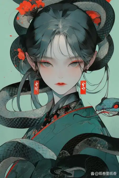 蛇女古风女生头像壁纸ai绘画