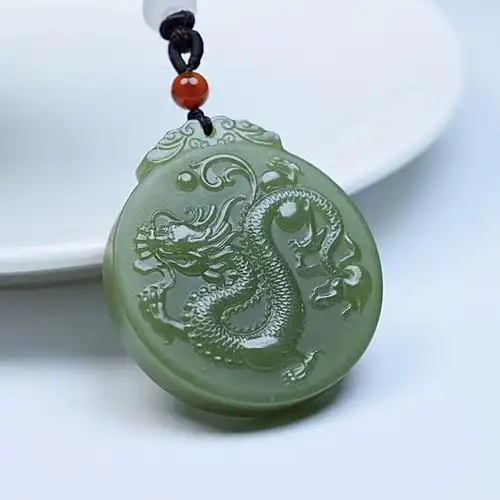 和田玉十二生肖龙吊坠男女款属相龙牌玉佩青海料玉石玉坠项链