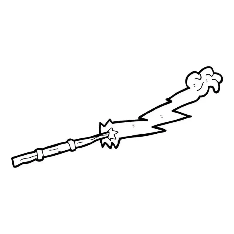 魔杖施放法术,向量,在白色背景上卡通魔杖魔法