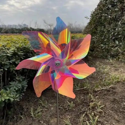 春季氛围商场景区美陈网红户外草坪装饰防水发光幻彩风车摆件道具七叶