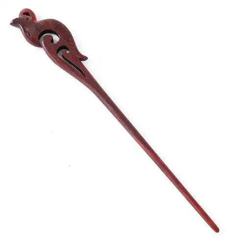 小叶紫檀复古发簪古风实木质檀木中国风汉服头饰凤冠簪子一件代发