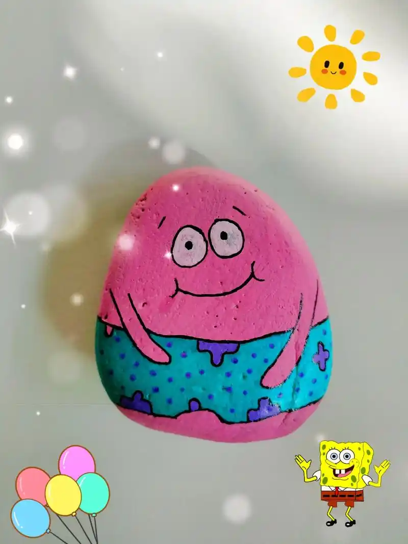 简单的石头画,带孩子玩起来吧!#石头画 #亲子 - 抖音