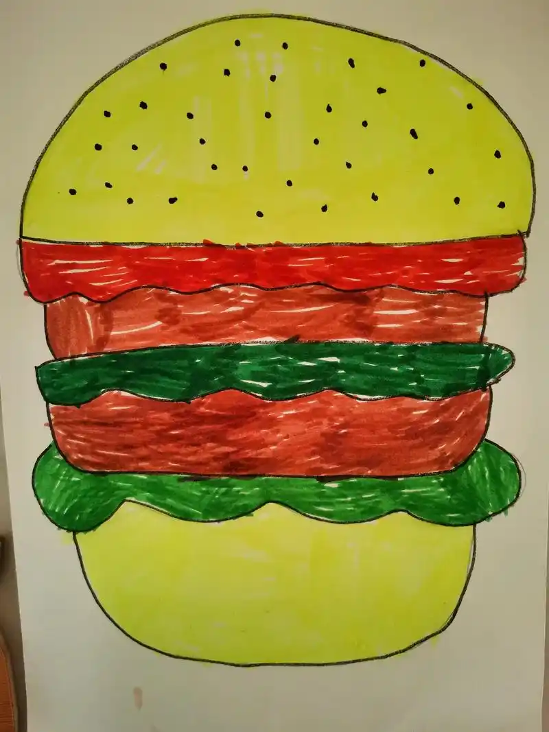 今日份简笔画汉堡包
