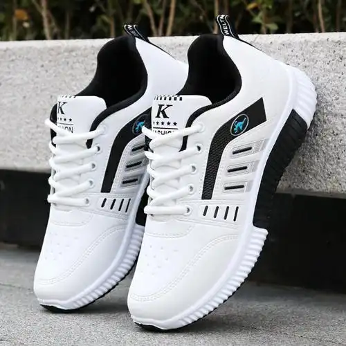 骆驼潮鞋子男秋季潮鞋百搭休闲运动鞋男士白色皮面防水鞋韩版休闲板鞋