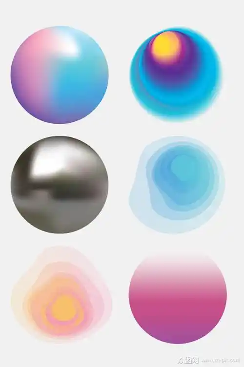 彩色时尚几何渐变图形免抠元素素材