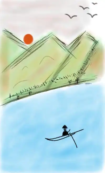 一叶扁舟,魅族便签,指绘