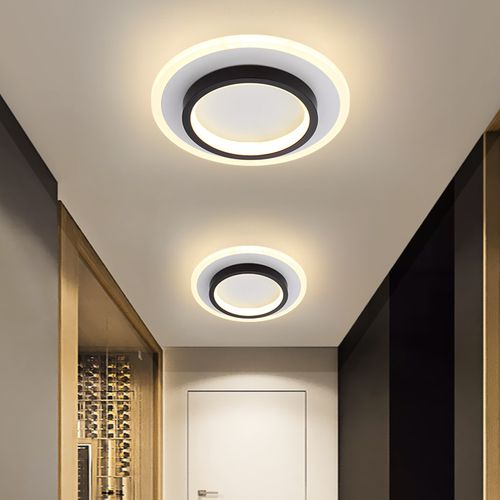 北欧网红走廊灯创意玄关入户灯简约方形新款过道灯黑白吸顶灯筒灯