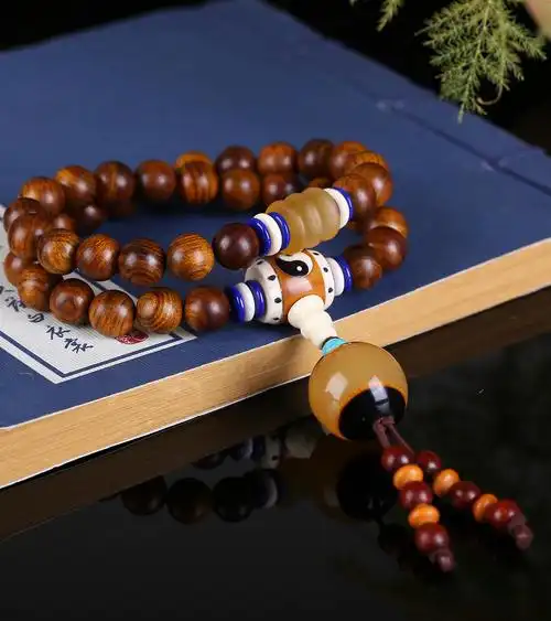 海南黄花梨10mm左右两圈手串搭配橄榄核八卦三通