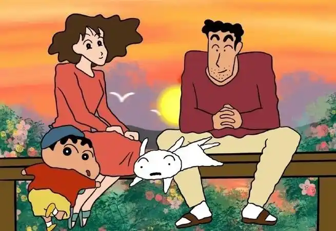 温暖且洋溢的蜡笔小新一家人.