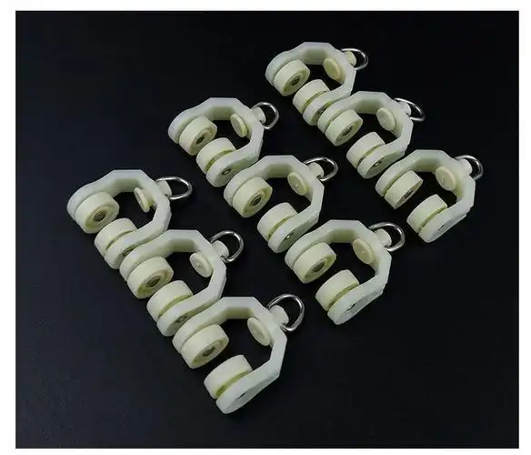 定制老式工字轨道通用窗帘滑轮轨道配件挂钩环滑轨老式欧式中弯轮欧式