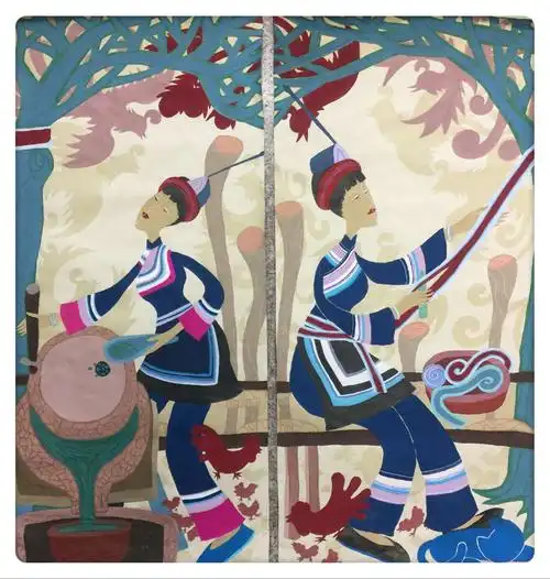50cm,选自2019景宁县"清廉畲乡"主题畲族民间绘画专题创作获奖作品